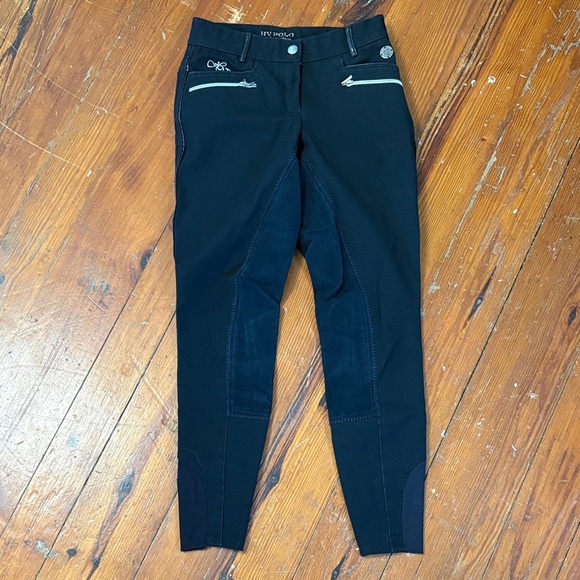 HV Polo Black Riding Pants with Silver Accents Size 26 Equestrian Full Seat - Picture 2 of 7